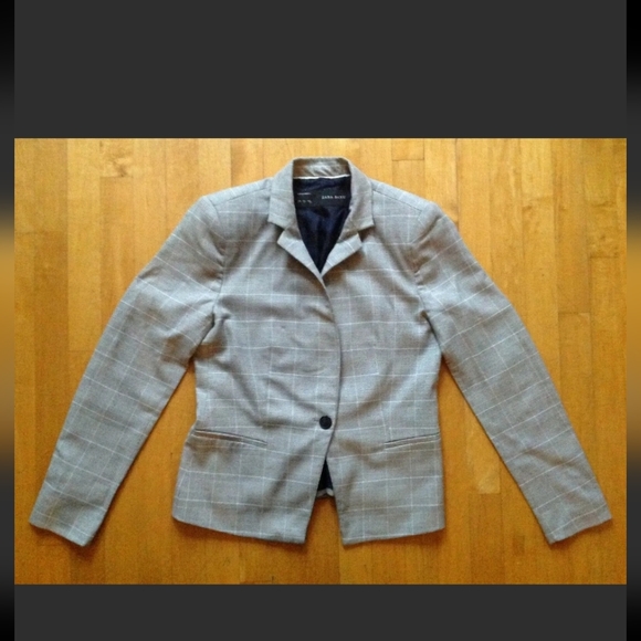 ZARA Basic Women's Gray Plaid Blazer Size Large - Picture 4 of 9